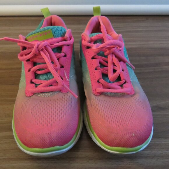 SKECHERS Flex Appeal Memory Foam Cosmic Pink Green Athletic Sneakers Shoes US 5 - Picture 6 of 13